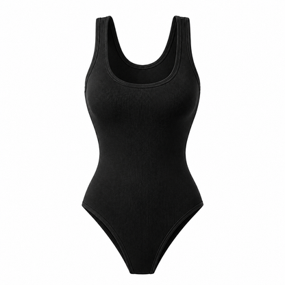 Womens Ribbed Bodysuit Sleeveless Stretch Bodycon Summer Vest Top - QHA UK