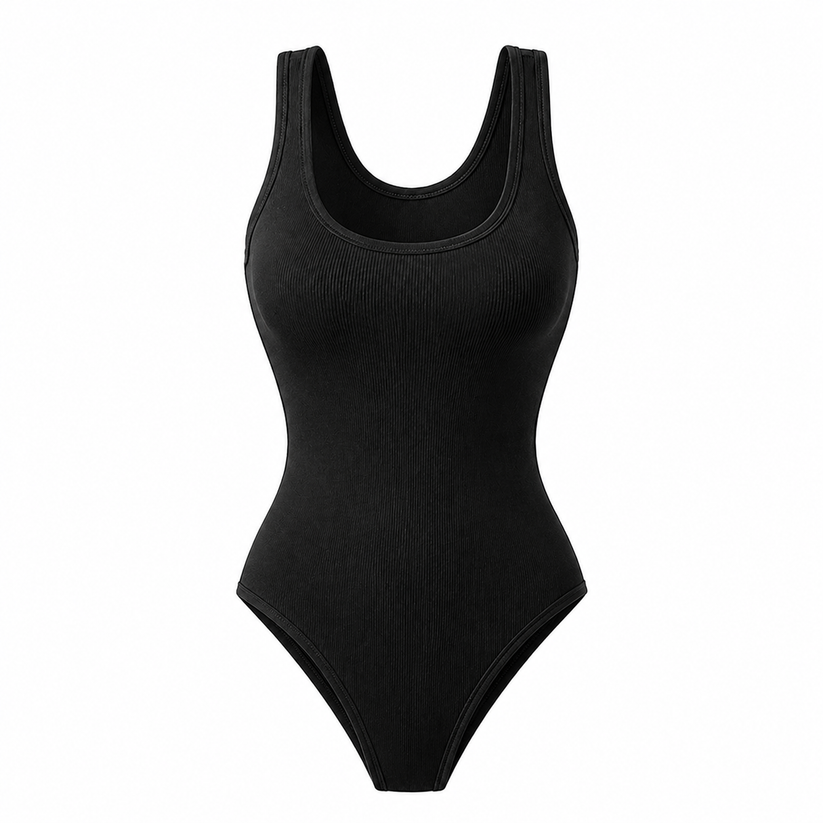 Womens Ribbed Bodysuit Sleeveless Stretch Bodycon Summer Vest Top - QHA UK