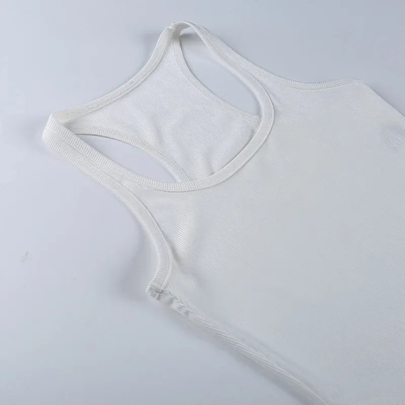 Womens Ribbed Bodysuit Sleeveless Stretch Bodycon Summer Vest Top - QHA UK