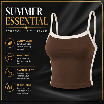 Womens Crop Cami Top Sleeveless Stretch Summer Vest Y2K Backless Top - QHA UK