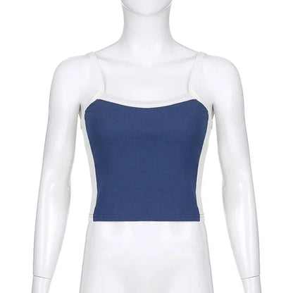 Womens Crop Cami Top Sleeveless Stretch Summer Vest Y2K Backless Top - QHA UK