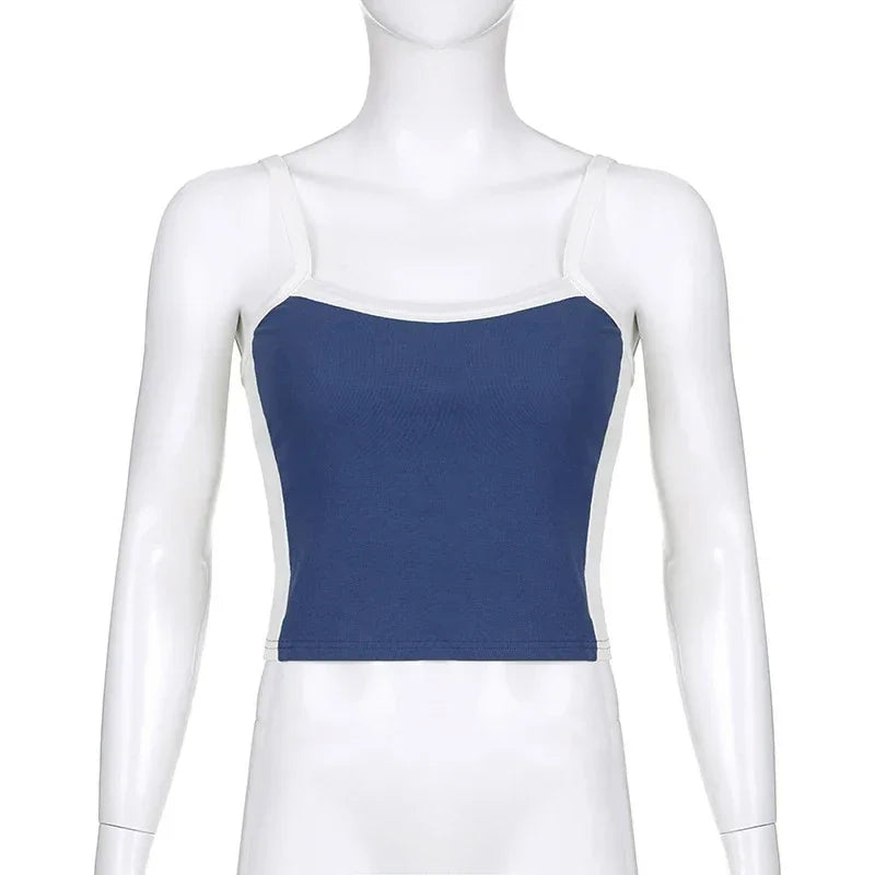 Womens Crop Cami Top Sleeveless Stretch Summer Vest Y2K Backless Top - QHA UK
