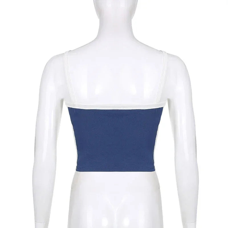 Womens Crop Cami Top Sleeveless Stretch Summer Vest Y2K Backless Top - QHA UK