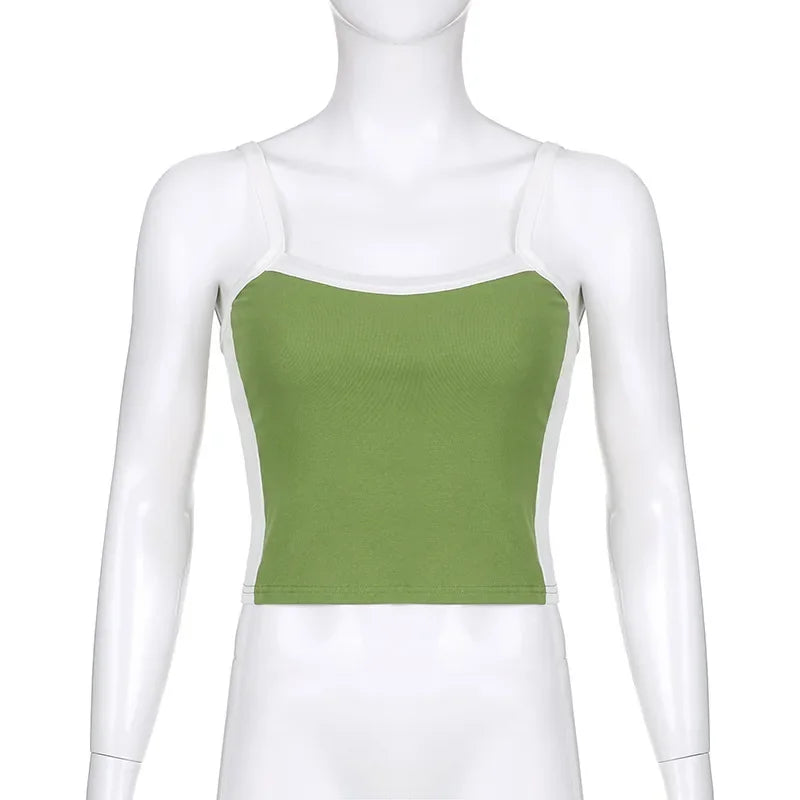 Womens Crop Cami Top Sleeveless Stretch Summer Vest Y2K Backless Top - QHA UK