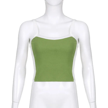 Womens Crop Cami Top Sleeveless Stretch Summer Vest Y2K Backless Top - QHA UK