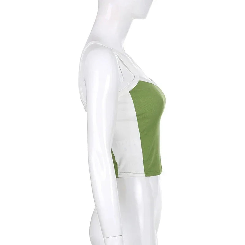 Womens Crop Cami Top Sleeveless Stretch Summer Vest Y2K Backless Top - QHA UK