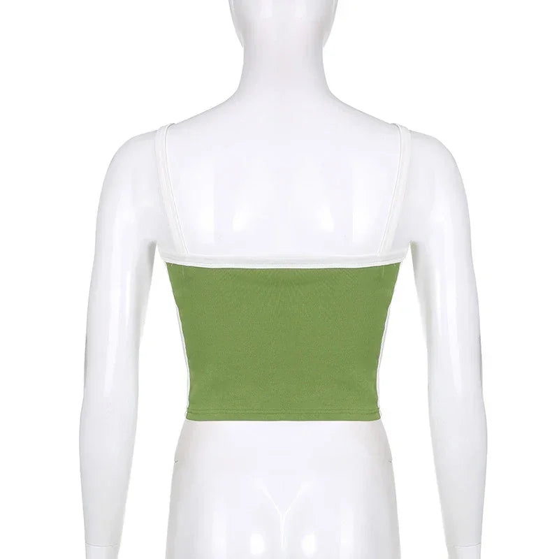 Womens Crop Cami Top Sleeveless Stretch Summer Vest Y2K Backless Top - QHA UK
