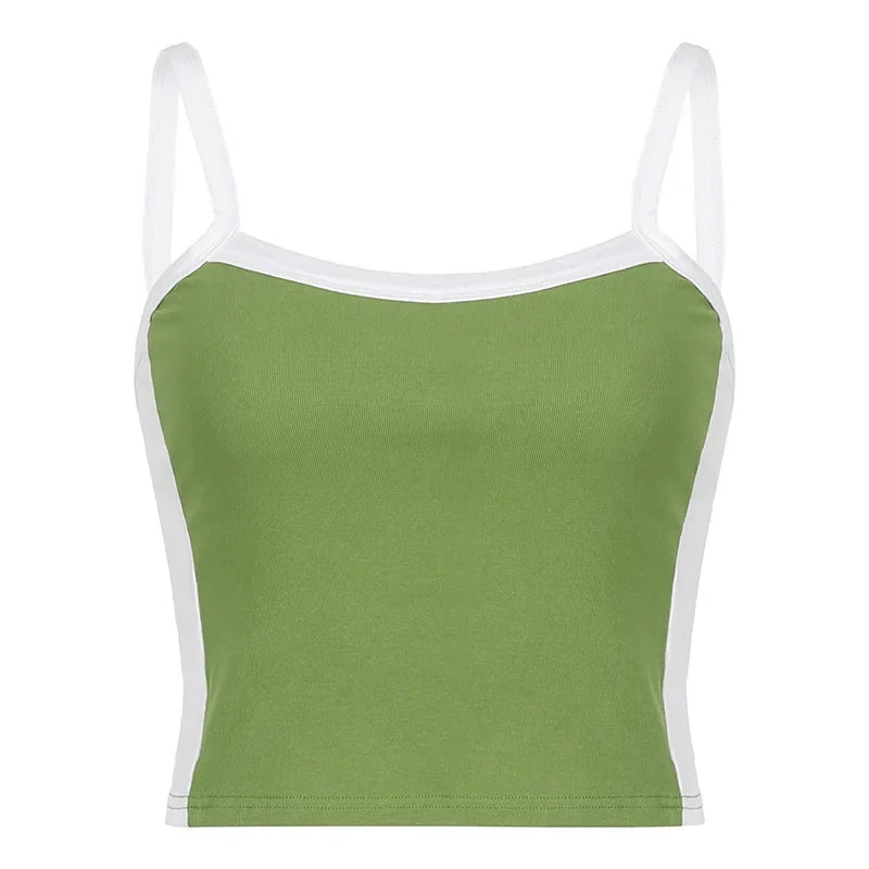 Womens Crop Cami Top Sleeveless Stretch Summer Vest Y2K Backless Top - QHA UK