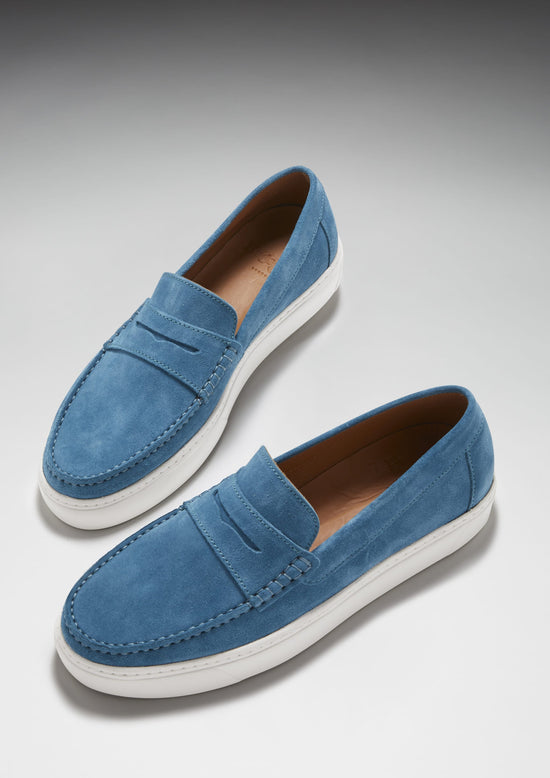 Hugs & Co Mens Slip-On Sneaker Loafers Petrol Blue Suede UK 7-14 - QHA UK