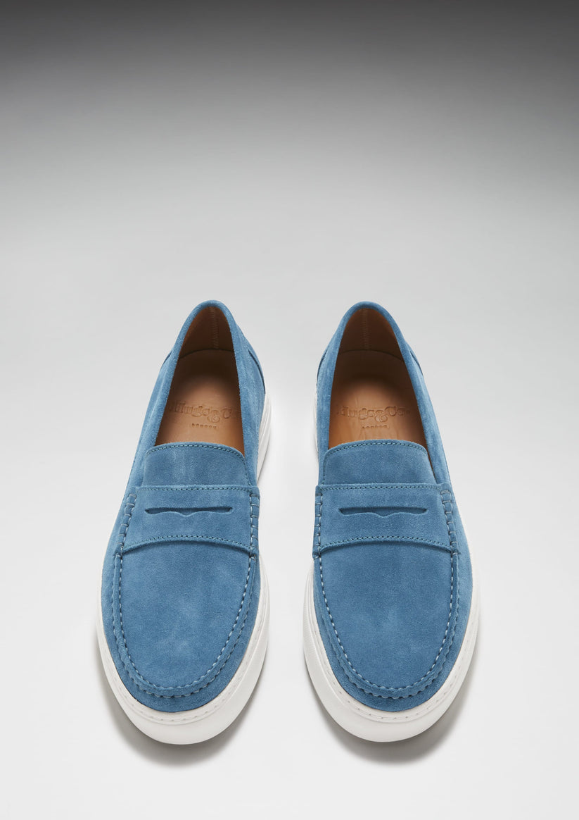 Hugs & Co Mens Slip-On Sneaker Loafers Petrol Blue Suede UK 7-14 - QHA UK