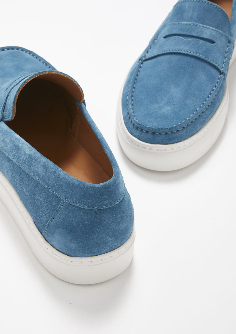 Hugs & Co Mens Slip-On Sneaker Loafers Petrol Blue Suede UK 7-14 - QHA UK