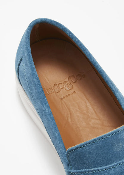 Hugs & Co Mens Slip-On Sneaker Loafers Petrol Blue Suede UK 7-14 - QHA UK