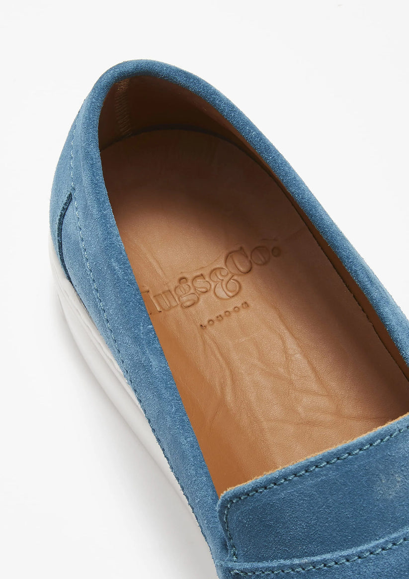 Hugs & Co Mens Slip-On Sneaker Loafers Petrol Blue Suede UK 7-14 - QHA UK