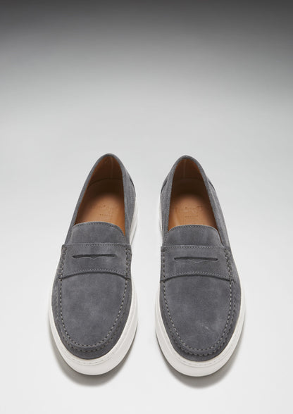 Hugs & Co Mens Slip-On Sneaker Loafers Slate Grey Suede UK 7-14 - QHA UK