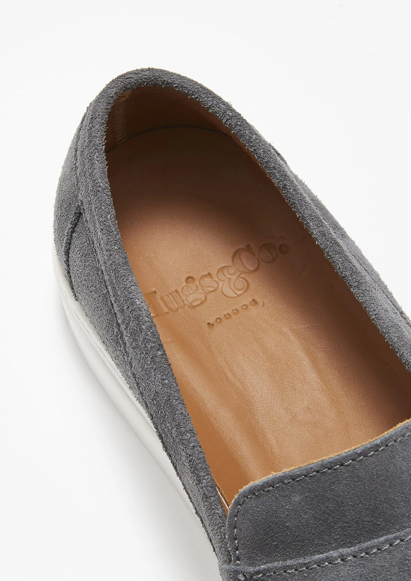 Hugs & Co Mens Slip-On Sneaker Loafers Slate Grey Suede UK 7-14 - QHA UK