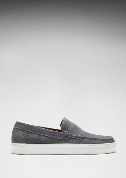 Hugs & Co Mens Slip-On Sneaker Loafers Slate Grey Suede UK 7-14 - QHA UK