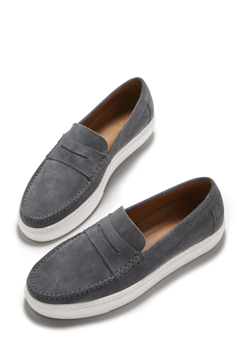 Hugs & Co Mens Slip-On Sneaker Loafers Slate Grey Suede UK 7-14 - QHA UK
