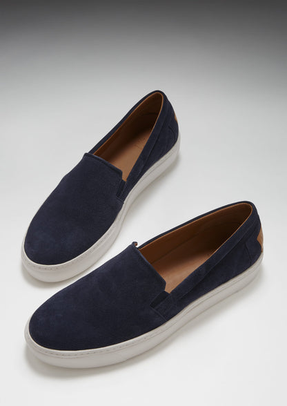 Hugs & Co Mens Slip-On Sneakers Navy Blue Suede UK 7-14 - QHA UK