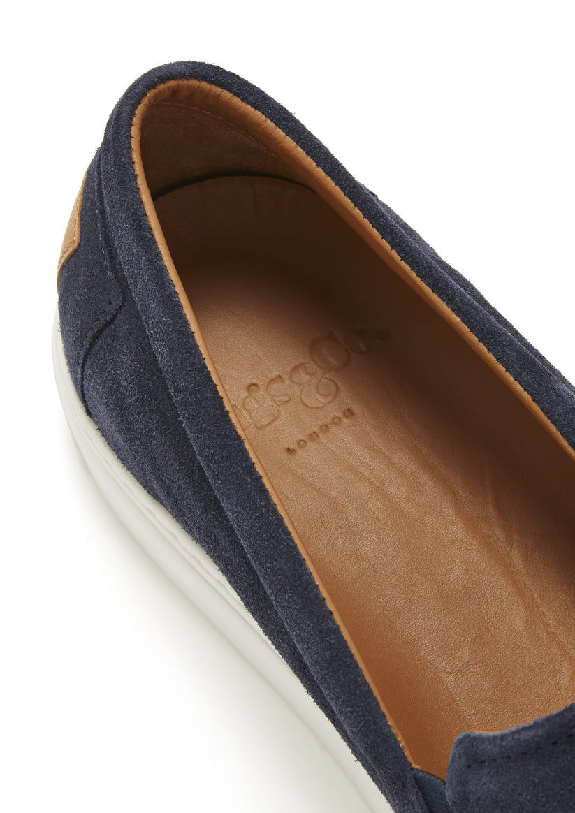 Hugs & Co Mens Slip-On Sneakers Navy Blue Suede UK 7-14 - QHA UK