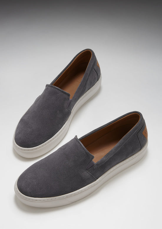 Hugs & Co Mens Slip-On Sneakers Slate Grey Suede UK 7-14 - QHA UK
