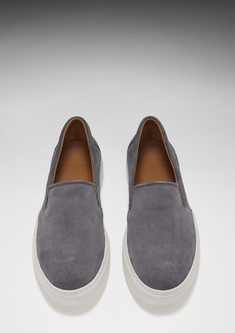 Hugs & Co Mens Slip-On Sneakers Slate Grey Suede UK 7-14 - QHA UK