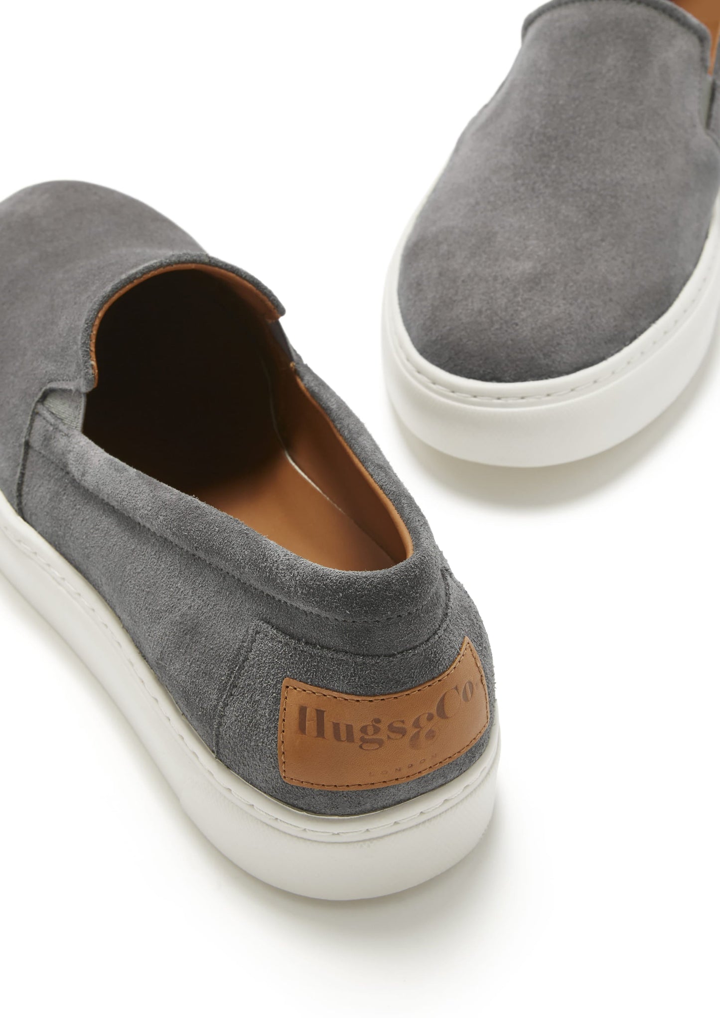 Hugs & Co Mens Slip-On Sneakers Slate Grey Suede UK 7-14 - QHA UK