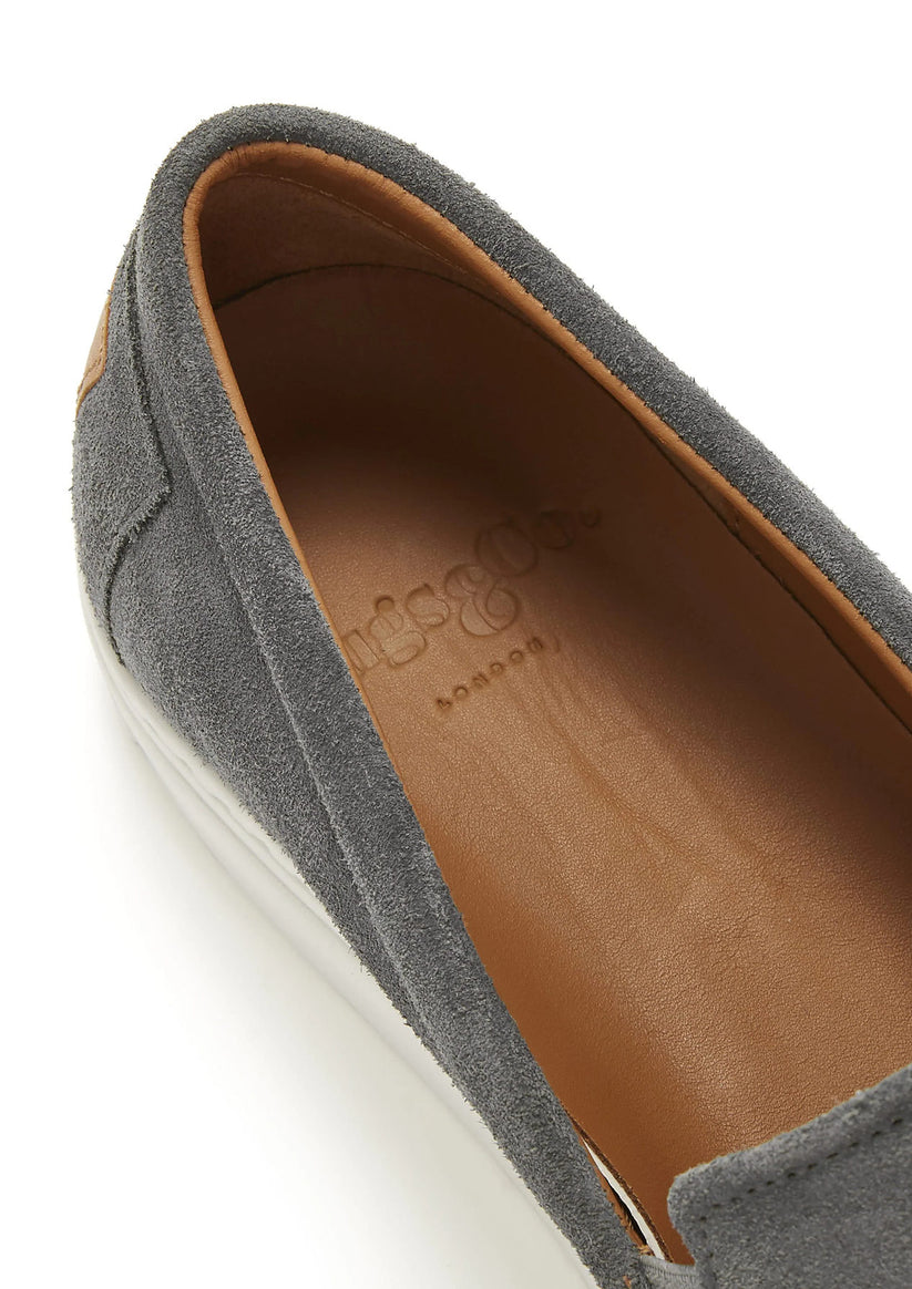 Hugs & Co Mens Slip-On Sneakers Slate Grey Suede UK 7-14 - QHA UK