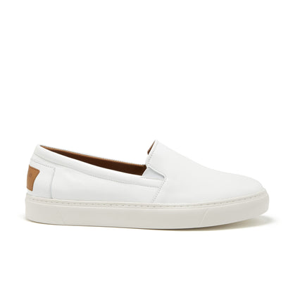 Hugs & Co Mens Slip-On Sneakers White Leather UK 7-14 - QHA UK