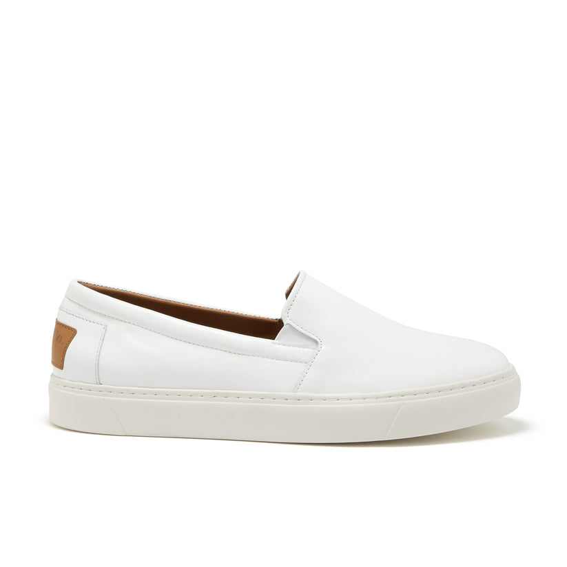 Hugs & Co Mens Slip-On Sneakers White Leather UK 7-14 - QHA UK
