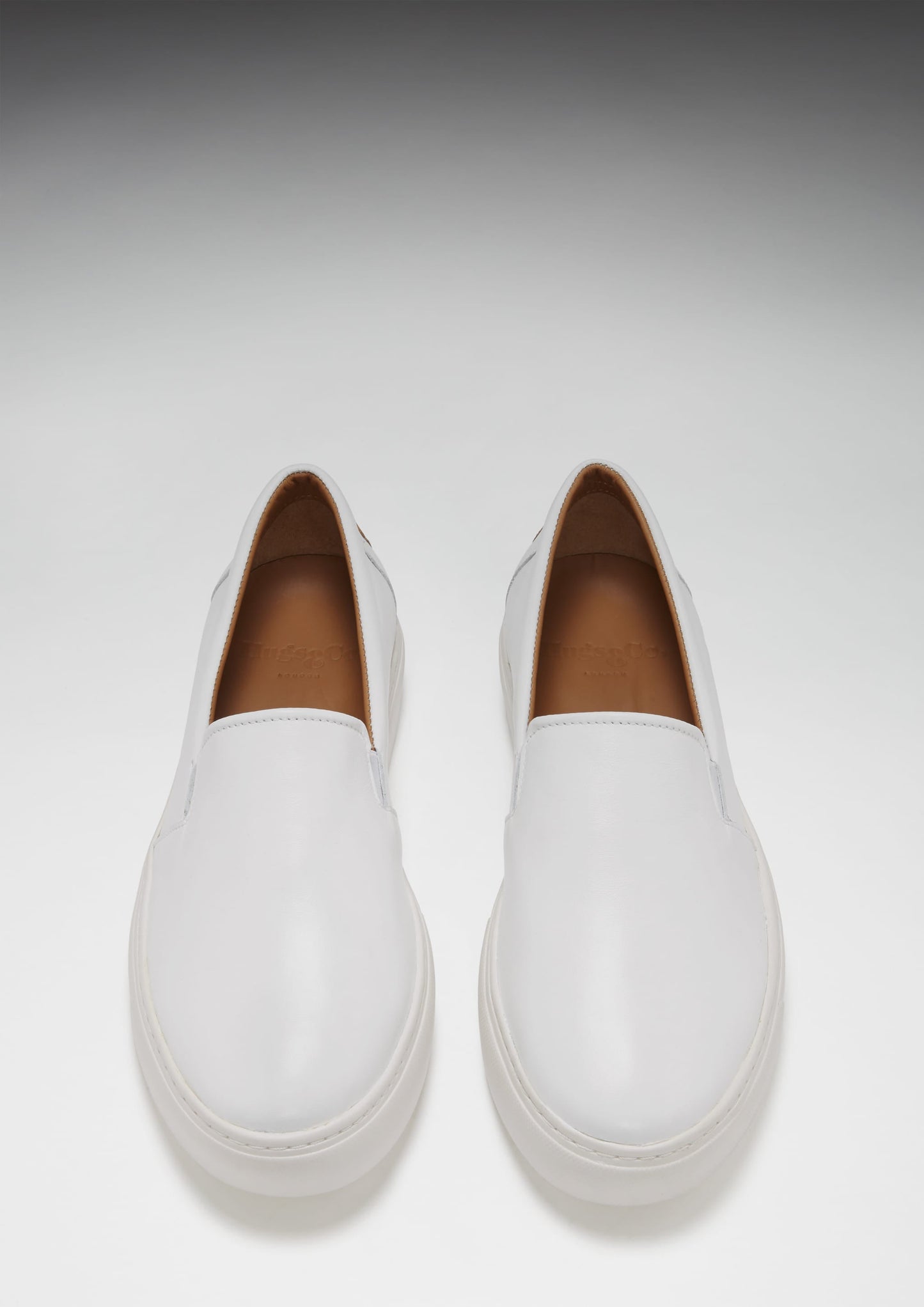 Hugs & Co Mens Slip-On Sneakers White Leather UK 7-14 - QHA UK
