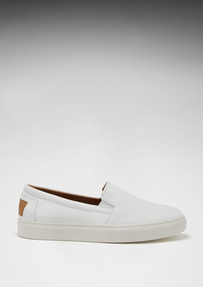 Hugs & Co Mens Slip-On Sneakers White Leather UK 7-14 - QHA UK