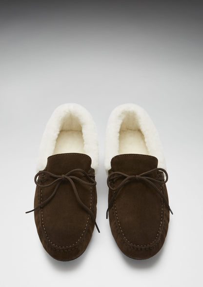 Hugs & Co Mens Slippers Sheepskin Brown Suede UK 7-14 - QHA UK