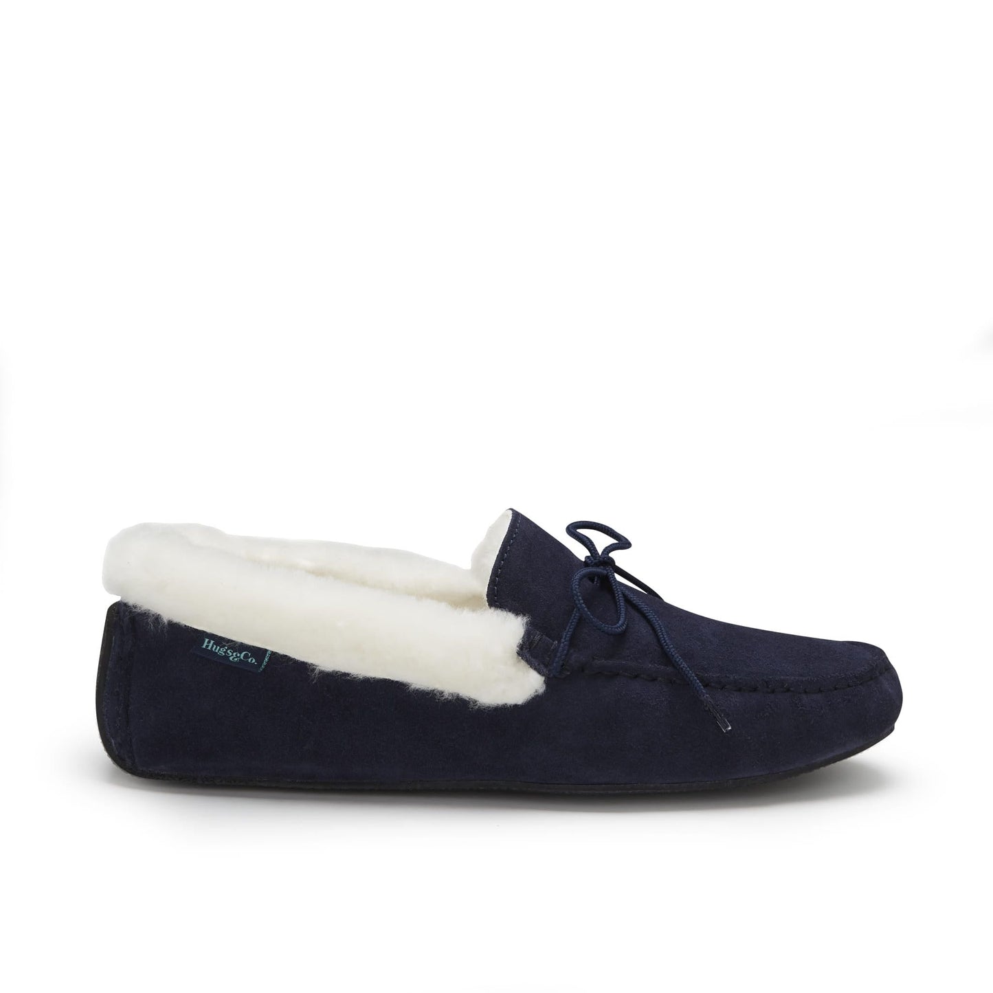Hugs & Co Mens Slippers Sheepskin Navy Blue Suede UK 7-14 - QHA UK