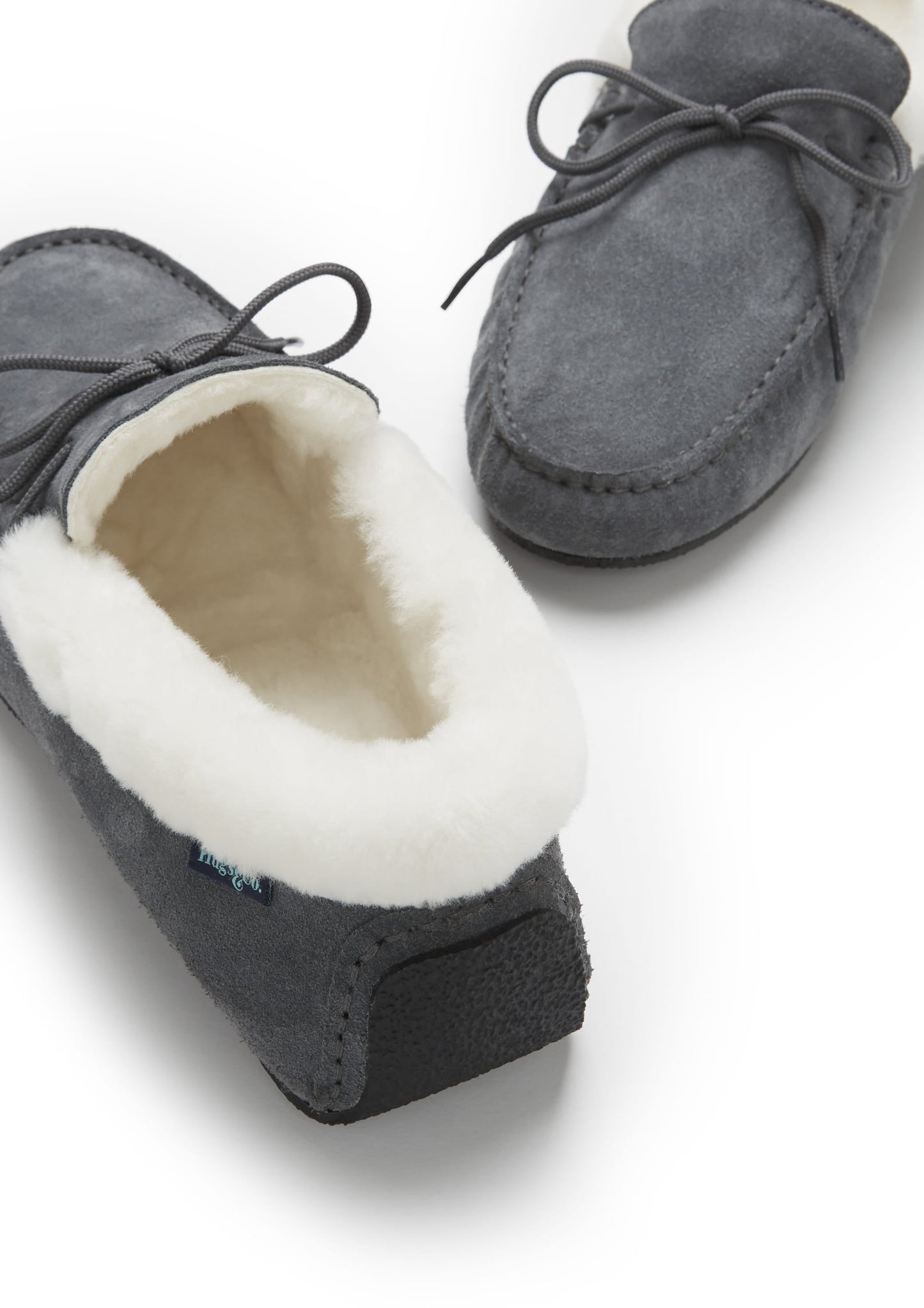 Hugs & Co Mens Slippers Sheepskin Slate Grey Suede UK 7-14 - QHA UK