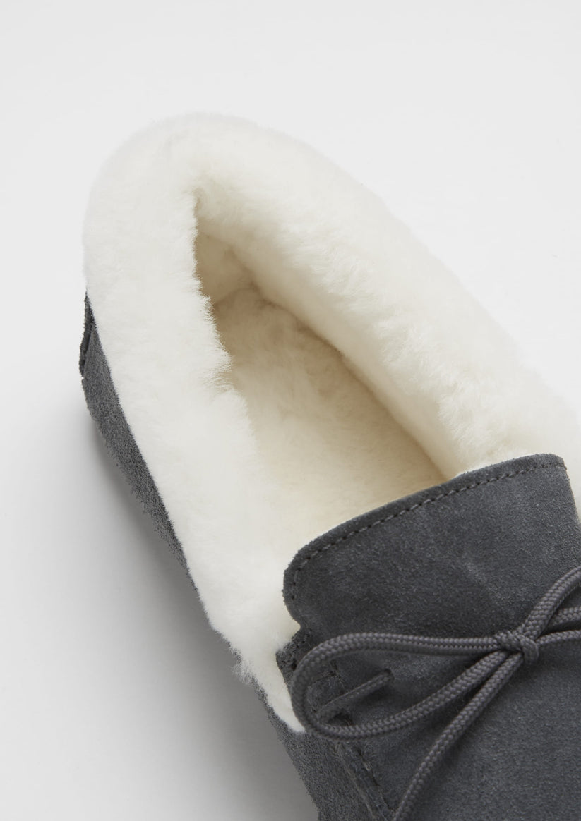 Hugs & Co Mens Slippers Sheepskin Slate Grey Suede UK 7-14 - QHA UK
