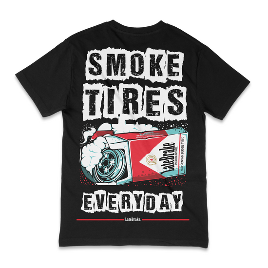 Late Brake Smoke Tires Everyday T-Shirt Cotton Car Enthusiast Tee - QHA UK
