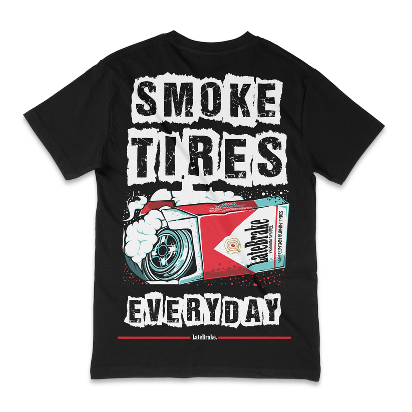 Late Brake Smoke Tires Everyday T-Shirt Cotton Car Enthusiast Tee - QHA UK
