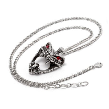 Alchemy Gothic Necklace Snake Red Crystal Pewter - QHA UK
