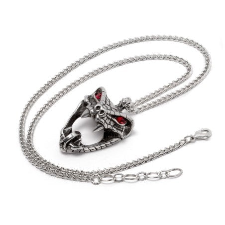 Alchemy Gothic Necklace Snake Red Crystal Pewter - QHA UK