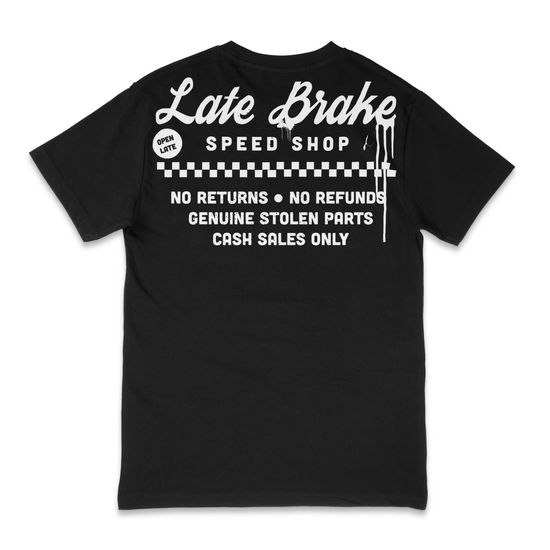 Late Brake Speed Shop T-Shirt Cotton Car Enthusiast Tee 180gsm | Late - QHA UK