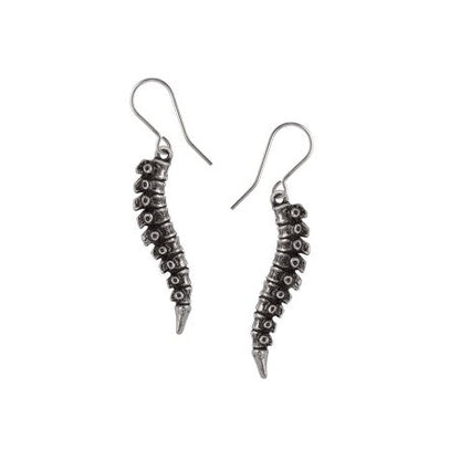 Alchemy Gothic Earrings Spine Pewter Anatomical Jewellery - QHA UK