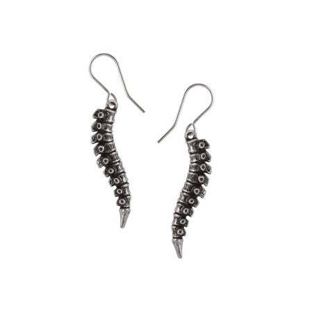 Alchemy Gothic Earrings Spine Pewter Anatomical Jewellery - QHA UK