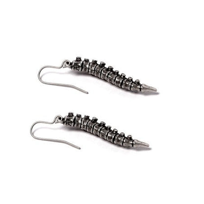 Alchemy Gothic Earrings Spine Pewter Anatomical Jewellery - QHA UK
