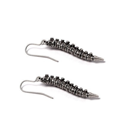 Alchemy Gothic Earrings Spine Pewter Anatomical Jewellery - QHA UK