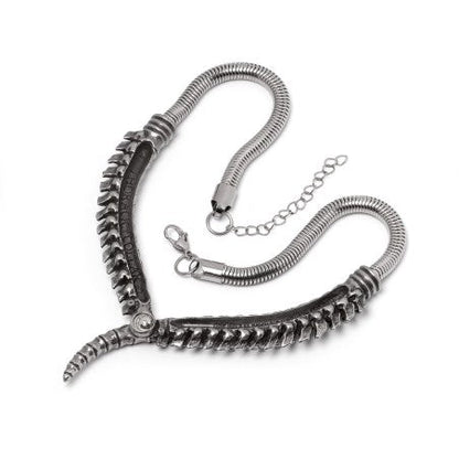 Alchemy Gothic Necklace Spine Pewter Collar - Collar Detail - QHA UK