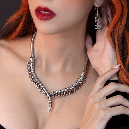 Alchemy Gothic Necklace Spine Pewter Collar - Collar Detail - QHA UK