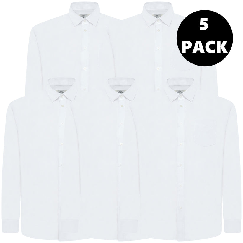 Men's Plain Long Sleeve Shirt White Black Single 3 Pack 5 Pack S-2XL | QHA UK - QHA UK