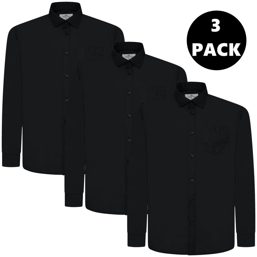 Men's Plain Long Sleeve Shirt White Black Single 3 Pack 5 Pack S-2XL | QHA UK - QHA UK