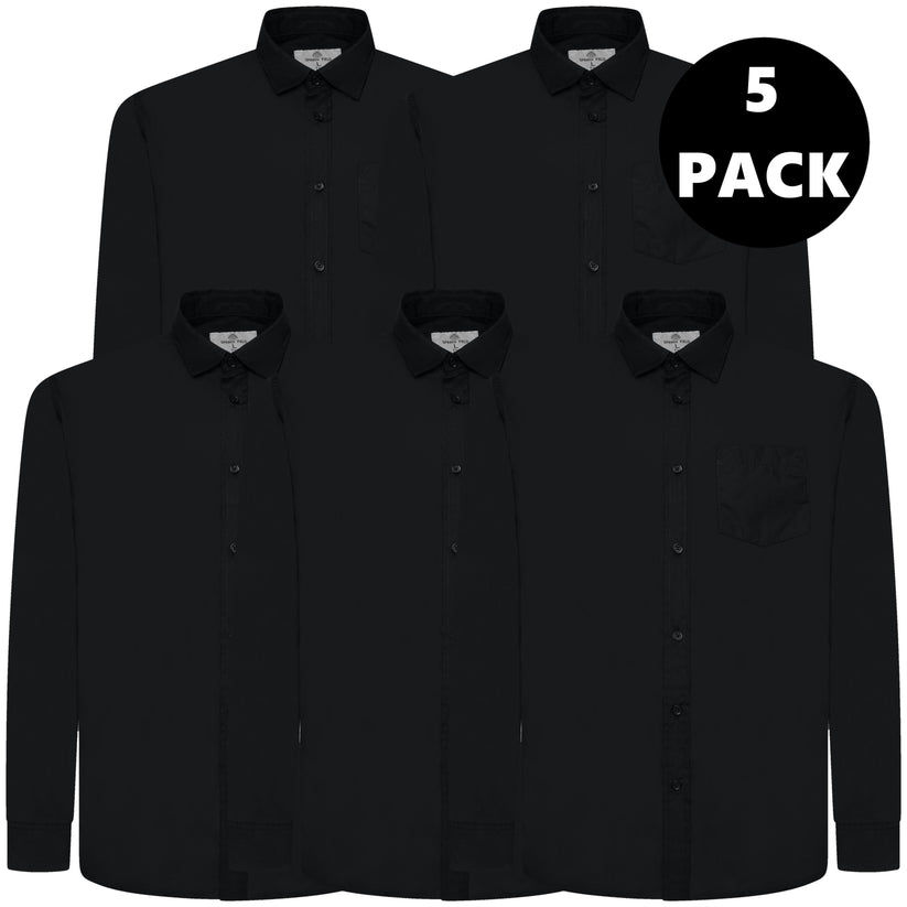 Men's Plain Long Sleeve Shirt White Black Single 3 Pack 5 Pack S-2XL | QHA UK - QHA UK