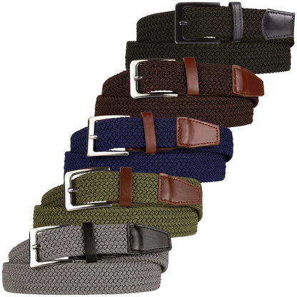 Stretchy™ Unisex Elasticated Braided Belt 1.25” Wide Adjustable Casual - QHA UK